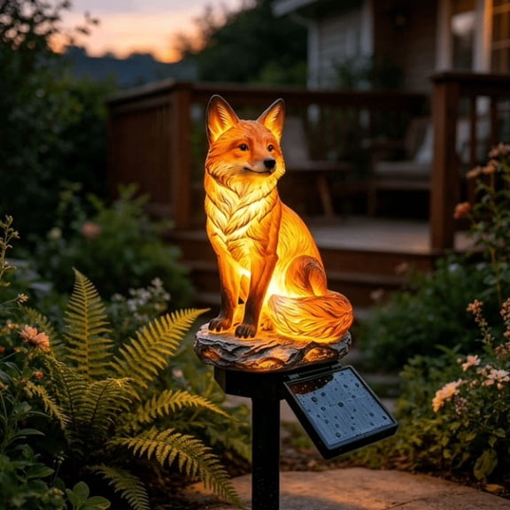 2026 Red Fox Waterproof Solar Powered Garden Landscape Stake Light Outdoor Pathway Lights Solar Fox Garden Statue Yard Art Decor For Walkway And Flowerbed