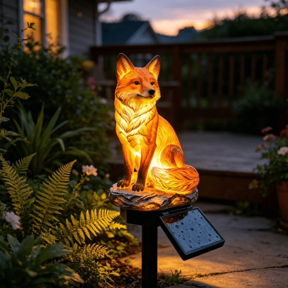 2026 Red Fox Waterproof Solar Powered Garden Landscape Stake Light,Outdoor Pathway Lights Solar Fox Garden Statue Yard Art Decorations For Walkway And Flowerbed