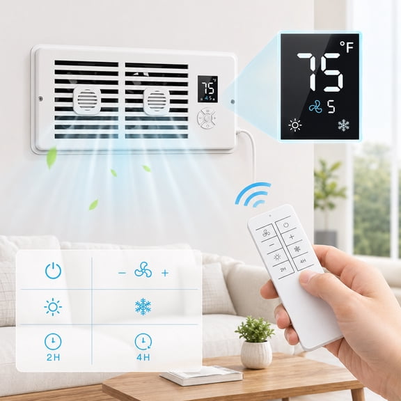 2026 Register Booster Fan for Register Holes, Smart Air Vent Booster Fan with Remote, 10-Speed Smart Thermostat AC Vent Fan with Timer Setting and Aroma Function, Suitable for Floor & Wall Vents
