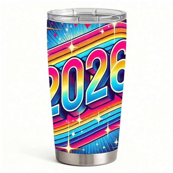 2026 Retro Neon Design Stainless Steel Insulated Tumbler with Lid, Double-Wall Hot Cold Travel Mug