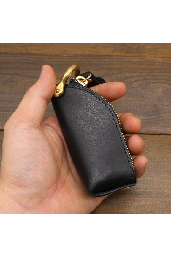 2026 Retro PU Leather Large Capacity Car Key Bag, Hangable Multi-Function Zipper Key Bag