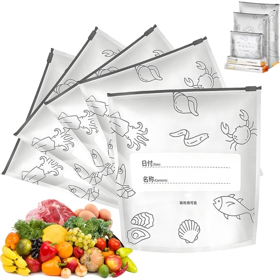 2026 Reusable Aluminum Foil Sealable Storage Bags,Vacuum Zipper Pouches for Food,Freezer Safe & Leak Proof Stand Up Storage Bags with Zipper for Meat Seafood Vegetables (S+M+L-60PCS)