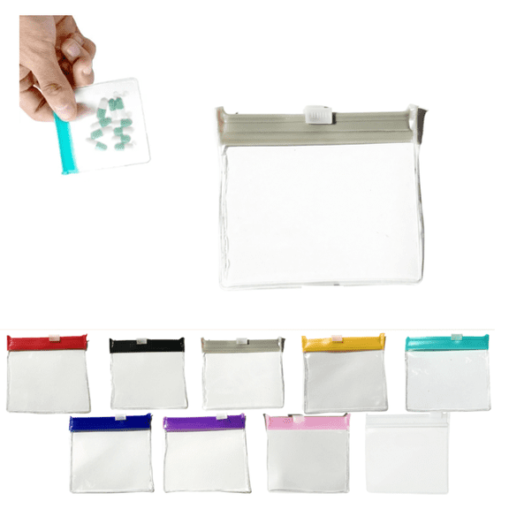 2026 Reusable Pill Pouches for Travel: Color Coded Medicine Bags with Slide Lock Seal - Waterproof EVA Pill Pockets for Storage Gray(1PC)
