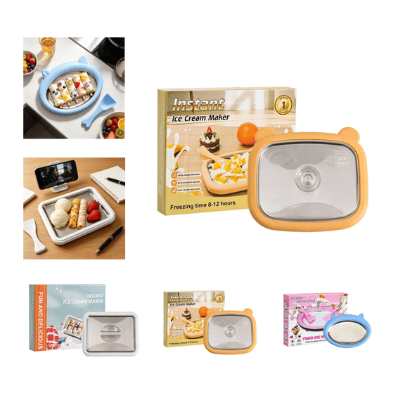 2026 Rolled Ice Cream Maker Kit, At-Home Rolled Ice Cream Maker with 2 Scrapers, Homemade Ice Cream Machine Yellow