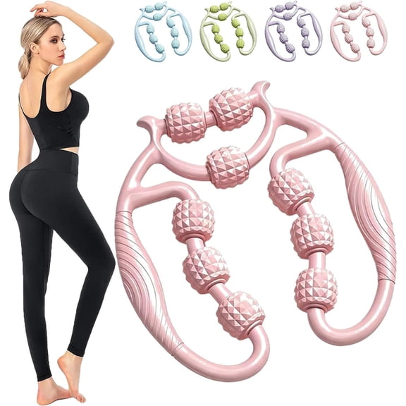2026 Roller Meridian Massager Leg Massager 9 Wheel, 360° Circular Meridian Massage Roller, Meridian Massage Roller for Calf, Relajador De Piernas Manual, for Shins, Thighs & Arms (Pink)