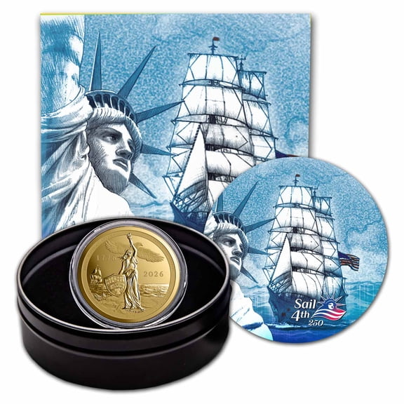 2026 Sail4th 250 1 oz Gold Proof Round (w/Tin & COA)