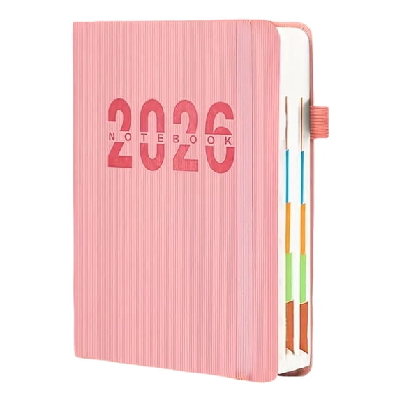 2026 Schedule Plan Book Notebook,One Day One Page Daily Planner, Minimalist Time Management Organizer with Priority Tasks, Clean Professional Design for Work Home or Study(Pink)