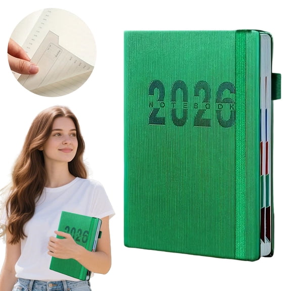 2026 Schedule Plan Book – One Day One Page Daily Planner, Minimalist Time Management Organizer with Priority Tasks, Clean Professional Design for Work Home or Study (Green)