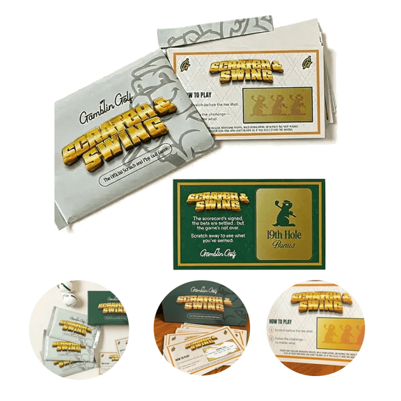 2026 Scratch & Swing Scratch Off Golf Card Game – 3 Pack, Fun Golf Gift for Men, 18 Hole Challenge Cards + 19th Hole Bonus, Interactive Party Game