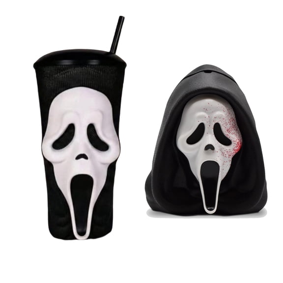 2026 Scream 7 Ghostface Popcorn Bucket Collectible, Food Safe Plastic Horror Snack Bowl Decoration for Movie Night Parties, Home Theater Display and Gifts for Family or Friends