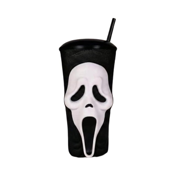 2026 Scream Ghost Face Tumblers, Ghost Face Scary Theme Decor Cup with Lid & Figure, Food Safe Resin Material, Spooky Centerpiece for Movie Night