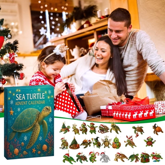 2026 Sea Turtle Advent Calendar 24 Cute Sea Turtle Decorations, Ocean-Inspired Christmas Countdown, Christmas Tree Decoration, Holiday Gift for Ocean Lovers & Collectors
