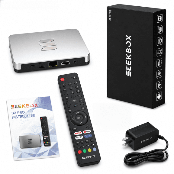 2026 SeekBox 3 Pro External TV Tuner, 4GB RAM 64GB Storage, 4K Ultra HD, WiFi, BT, Voice Remote