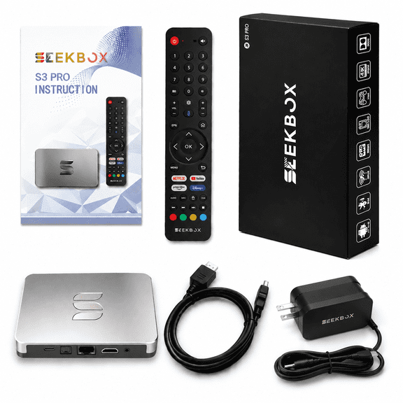 2026 Seekbox 3Pro, 4GB+64GB with Voice Remote, HDMI Cable, Power Cord, and User Manual, Upgraded Alternative to
