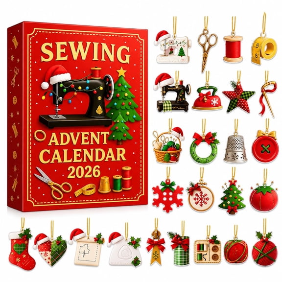 2026 Sewing Advent Calendar with Sewing‑Themed 2D Acrylic Ornaments