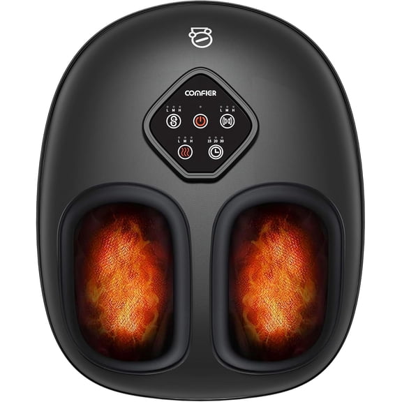 2026 Shiatsu Foot Massager with Heat Compression Kneading and Rolling for Neuropathy and Plantar Fasciitis Fits Size 15 Feet Dark-Black