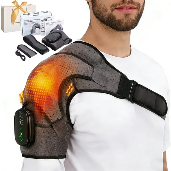 2026 Shoulder Massager – Cordless Shoulder Heating Pad with Vibration for Deep Tissue Comfort, Heated Shoulder Wrap with 3 Heating Levels & Vibration, Adjustable Straps, Left or Right