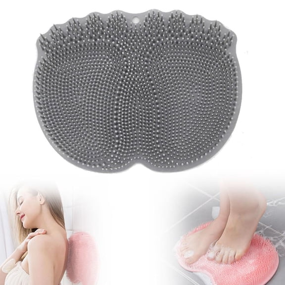 2026 Shower Foot and Back Scrubber Mat, Non-Slip Silicone Shower Foot Scrubber Mat with Strong Suction Cups, Hands-Free Back Brush for Shower Wall & Foot Scrubber for Shower Floor(Dark Gray)