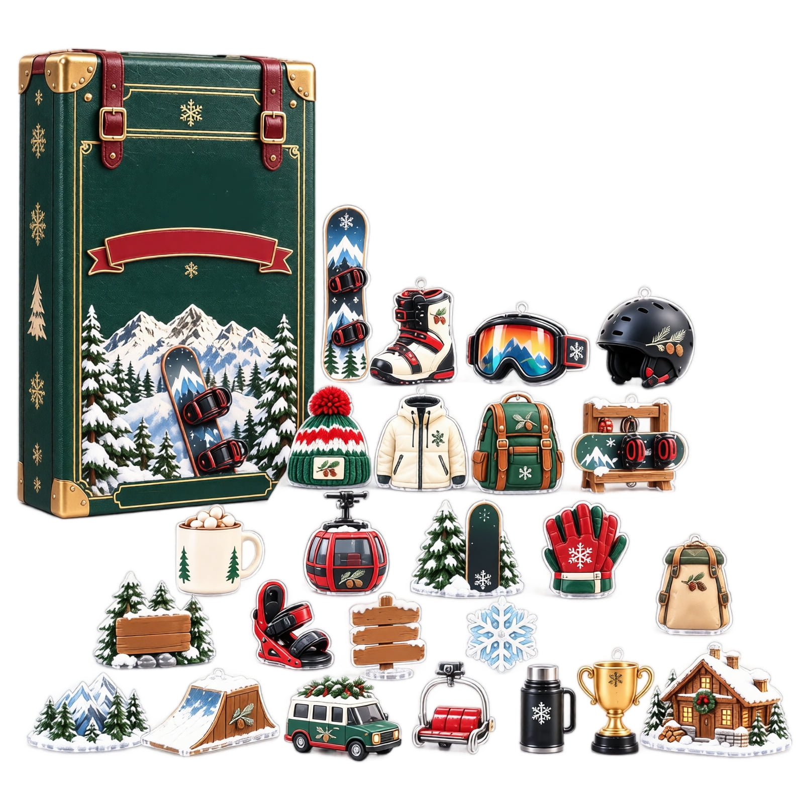 2026 Skiing Advent Calendar, 24 Days of Festive Winter Wonder Acrylic ...