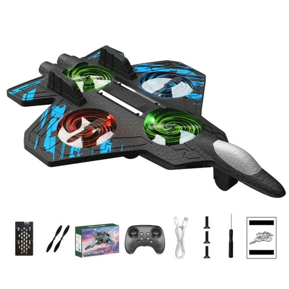 2026 Skyriders RC Jet Drone – Stunt Fighter Jet Toy with 360° Flips & LED Lights, Remote Control Foam Airplane, Battery & Fan Blade Included(1 Battery)