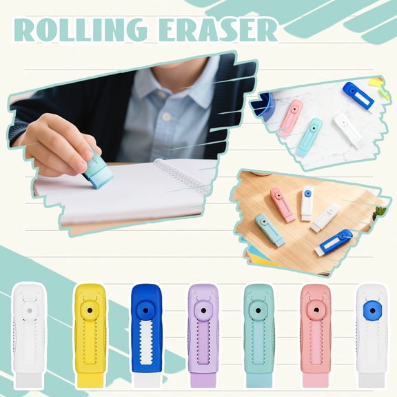 2026 Sliding Retractable Pencil Eraser for Students and Office, Portable Mechanical Eraser Pen with Push-Pull Design for Precision Correcting, 7PCS