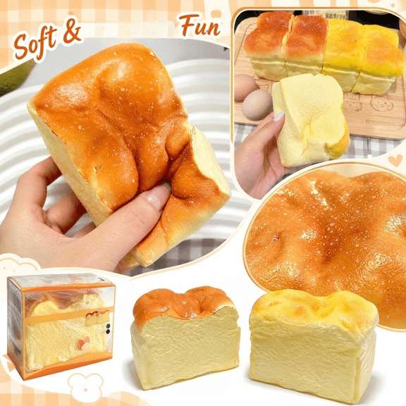 2026 Slow Rising Bread Stress Balls, Soft PU Fidget Smushers for Anxiety Relief, Great for Office Workers and Remote Staff to Maintain Focus During Long Work Sessions (Dark Roast)