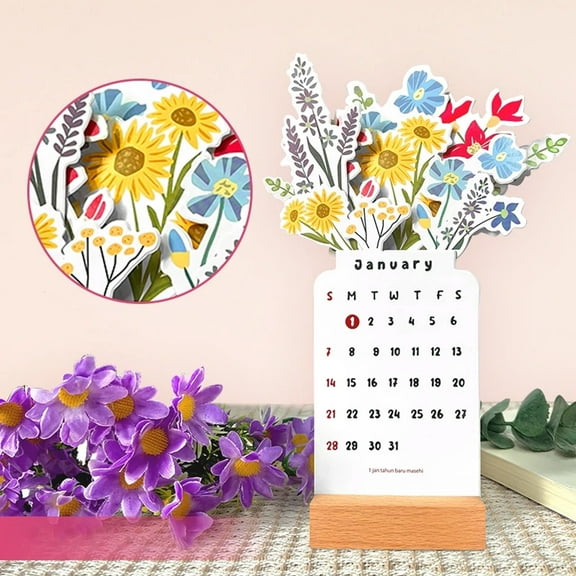 2026 Small Desk Calendar Bloomy Flower Calendar Stand up Desk Calendar Office Calendar Christamas Gifts New Year Gifts