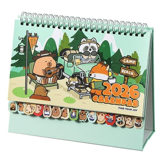 2026 Small Desk Calendar – Cartoon Capybara Standing Desktop Calendar, 12-Month Schedule Planner for Home, Office, Kitchen, Apartment, Art Studio, Cute Desk Organizer for Daily Planning (B)