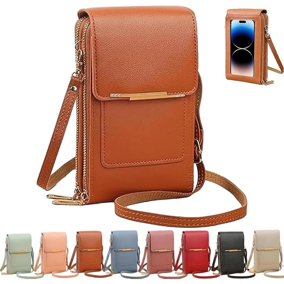 2026 Small Touchscreen Phone Crossbody Bag for Women,Anti-Theft Leather Messenger Bag Phone Purse