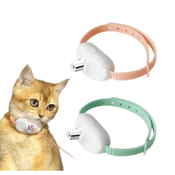 2026 Smart Interactive Cat Laser Collar – Upgraded USB Rechargeable Toy with Flashing/Lasting Modes, 8–12" Adjustable Size & 41° Tilt Angle, Hands-Free Exercise for Cats (Pink+Green)