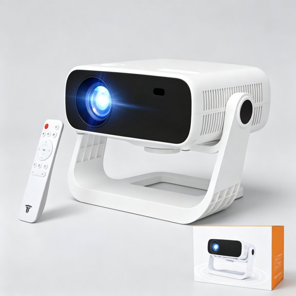 2026 Smart Projector Android TV with WiFi 6 and Bluetooth 5.0 Built in 1000+ Apps 240 ANSI Portable Bedroom Mini Movie Projector Support 4K/1080P Auto Keystone & Zoom