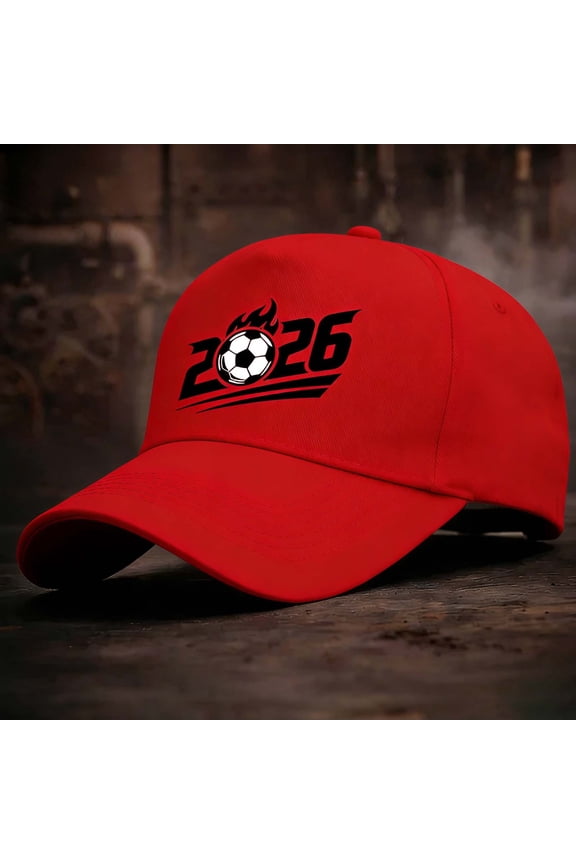 2026 Soccer Baseball Cap with Flame Soccer Ball Graphic, Adjustable Snapback Hat for Men Women Fans, Twill Dad Hat for World Soccer Games and Outdoor Wear