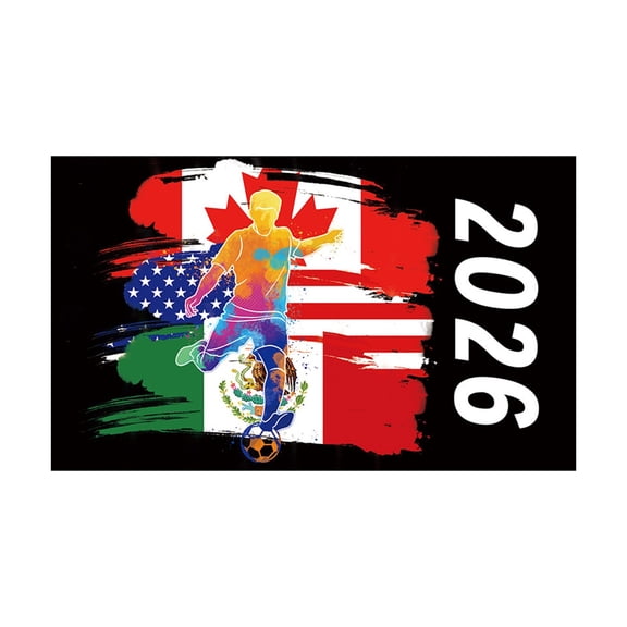 2026 Soccer Celebration Banner, Multinational Flags Party Backdrop, 5 Designs, 3x5ft Polyester Fan Decor for Patio/Bar
