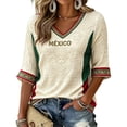 thumbnail image 1 of 2026 Soccer Cup Fan Jersey for Women Short Sleeve Country Football Shirt Mexico World Soccer Flag Printed & Soccer Graphic T Shirts Beige L, 1 of 3