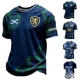 thumbnail image 1 of 2026 Soccer Cup Raglan Short Sleeve T-Shirt for Men, Crew Neck Athletic Jersey - Scottish Plaid & Lion Graphic Print Casual Summer Top for Daily Wear & Party Dark Blue XXL, 1 of 5