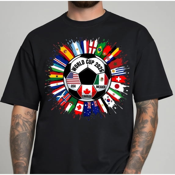 2026 Soccer Cup Shirt, Soccer World Tournament T-shirt, International Game Day Tee, Usa Canada Mexico Football Shirt,Black Color,Size 2XL