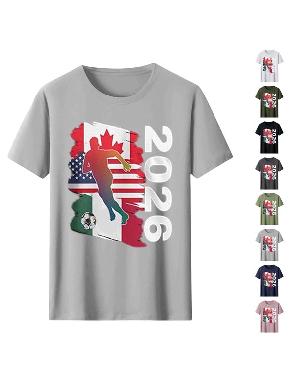 2026 Soccer Cup Shirts For Women Crewneck Football Sports Jerseys Tops Summer USA Canada Mexico Flag Graphic Tee