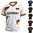 thumbnail image 1 of 2026 Soccer Cup Waffle Knit Jersey for Men, V-Neck Short Sleeve Pullover with Geometric Flag Graphic Print for Fan Gathering & Summer Streetwear Dark Gray S, 1 of 4