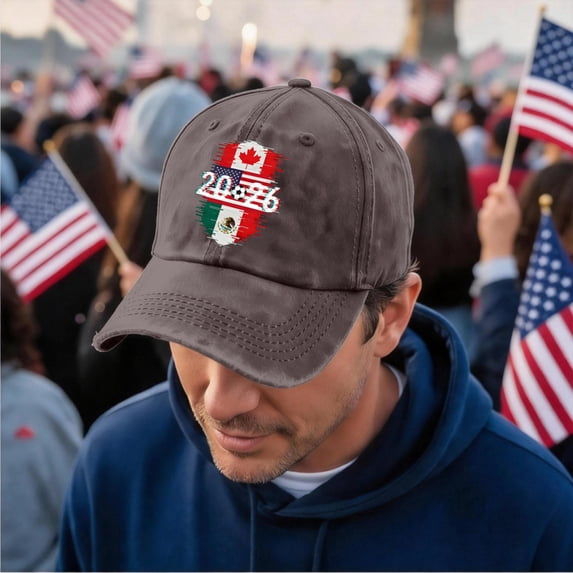 2026 Soccer Fan BaseballHat USA Canada Mexico Flag Graphic Sports Hat Adjustable Strap Unisex