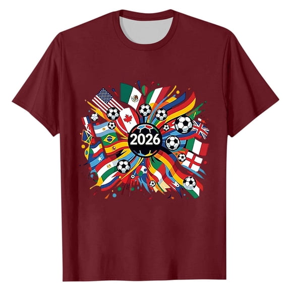 2026 Soccer Fan Shirt, Men’s Multi-Nation Flags Casual T-Shirt, Lightweight Sportswear