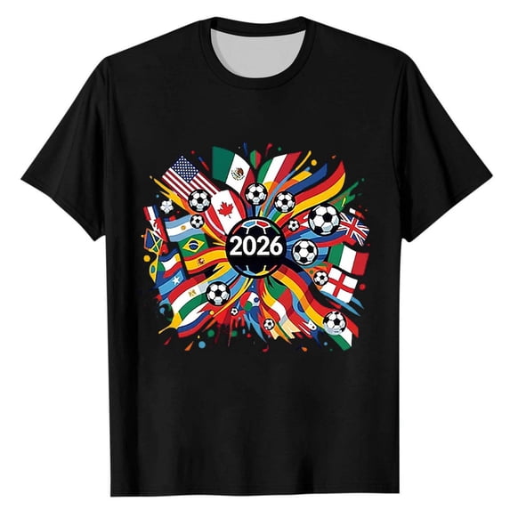 2026 Soccer Fan Shirt, Men’s Multi-Nation Flags Casual T-Shirt, Lightweight Sportswear