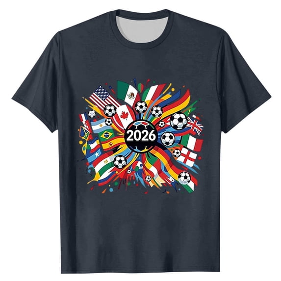 2026 Soccer Fan Shirt, Men’s Multi-Nation Flags Casual T-Shirt, Lightweight Sportswear