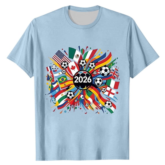 2026 Soccer Fan Shirt, Men’s Multi-Nation Flags Casual T-Shirt, Lightweight Sportswear