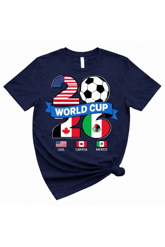 2026 Soccer Fan T-Shirt USA Canada Mexico Graphic Tee Football Fan Shirt Unisex Cotton T-Shirt