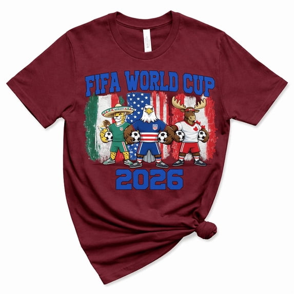 2026 Soccer Fan T-Shirt USA Canada Mexico Graphic Tee Funny Football Mascot Shirt Unisex Cotton T-Shirt