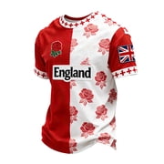 2026 Soccer Game Day England Football Men Crew Neck Short Sleeve Breathable Sport T Shirt Patriotic National Team Fan Apparel For Match Viewing & Outdoor Sports