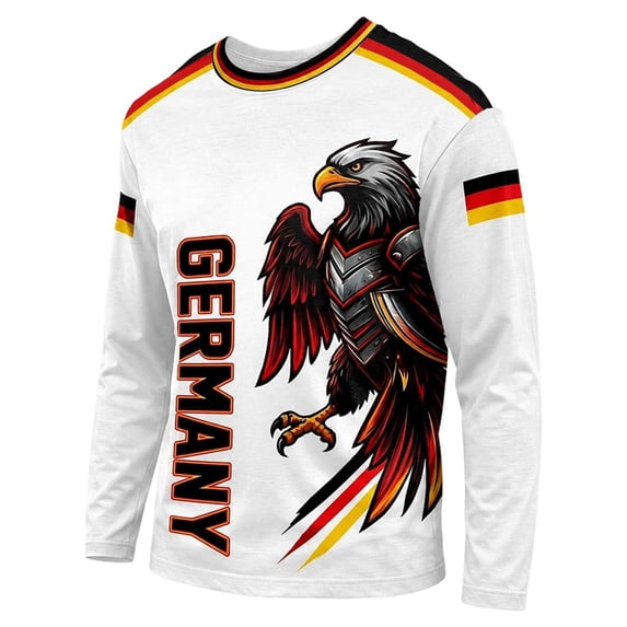 2026 Soccer Game Germany Soccer for Men Long Sleeve Training Shirt, Breathable Sport Casual T Shirt for Soccer Fans