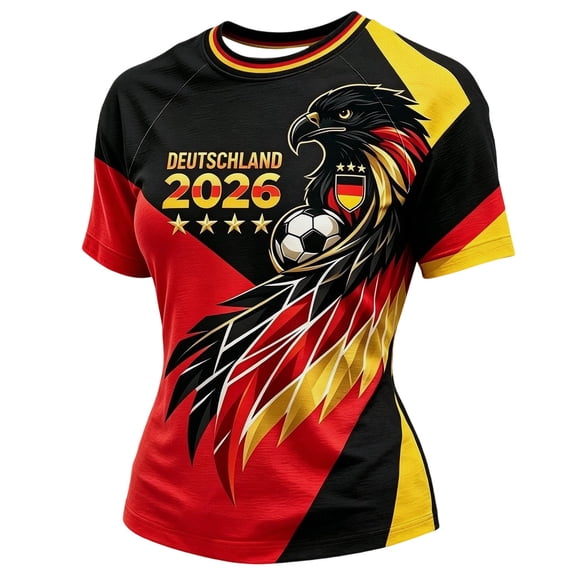 2026 Soccer Game Shirts for Women National Soccer Fan Shirts with Eagle Germany Flag V Neck Short Sleeve Top Game Day Outfit XS-5XL