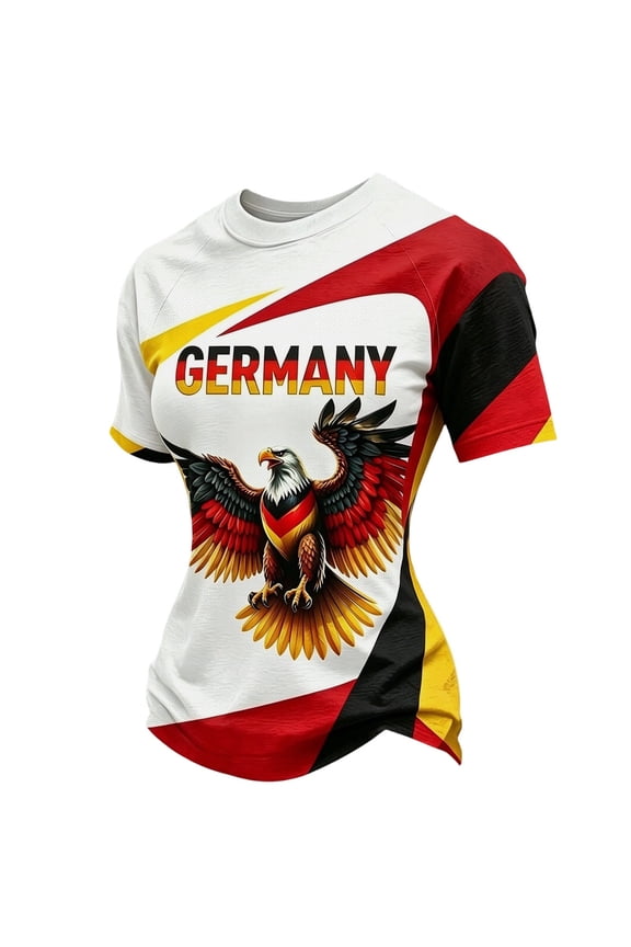 2026 Soccer Game Jersey Shirts for Women National Jersey Soccer Fan Shirts with Eagle Germany Flag V Neck Short Sleeve Top Game Day Outfit XS-5XL