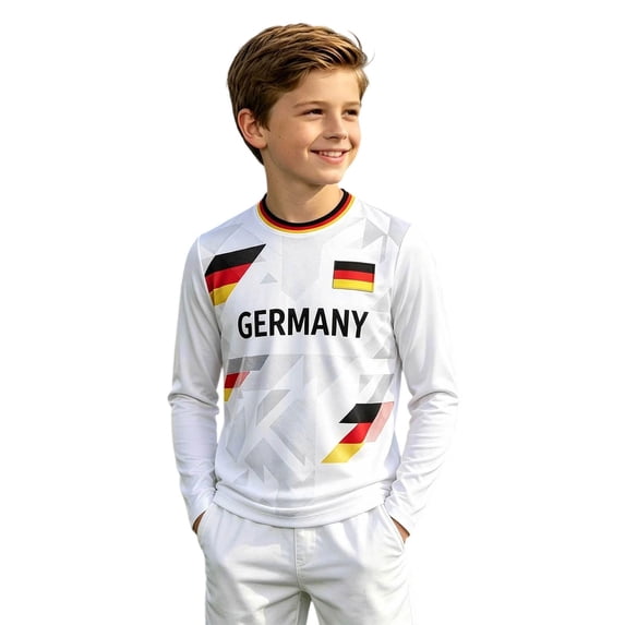 2026 Soccer Game Kids Germany Soccer Long Sleeve Training Shirt, Breathable Sport Casual T Shirt for Youth Soccer Fans 3-15Y
